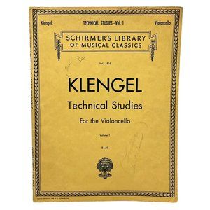 Klengel Technical Studies Vol 1 for Violoncello Vintage Sheet Music Schirmers